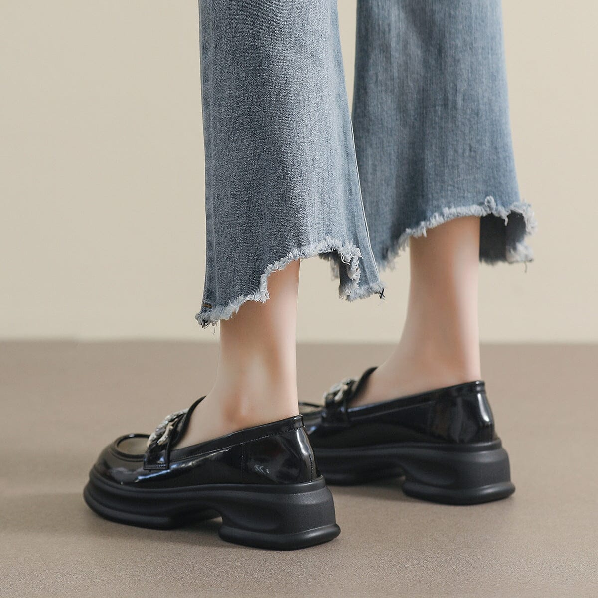 Spring Retro Glossy Leather Casual Loafers