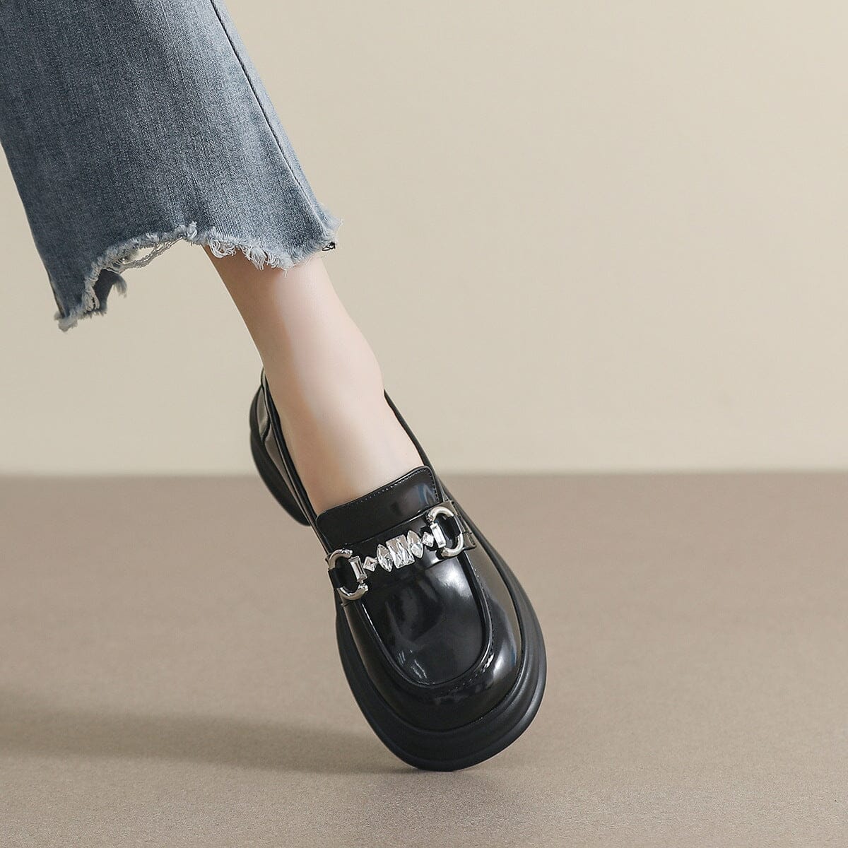 Spring Retro Glossy Leather Casual Loafers