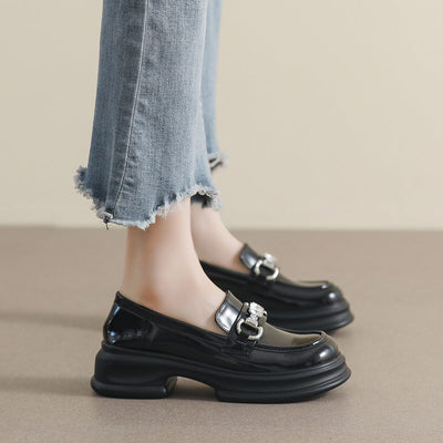 Spring Retro Glossy Leather Casual Loafers Jan 2024 New Arrival 
