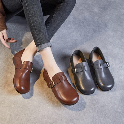 Spring Retro Handmade Soft Leather Flat Casual Shoes