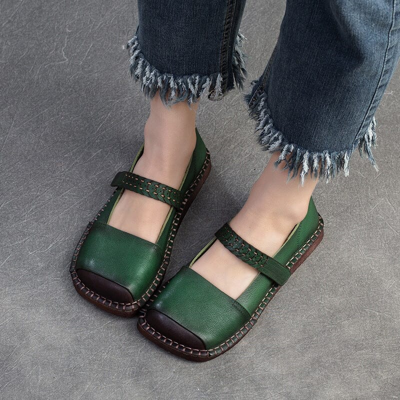 Spring Retro Leather Comfort Soft Flat Casual Shoes Jan 2024 New Arrival 