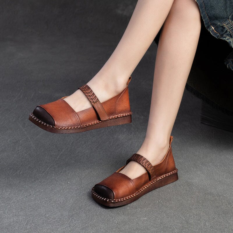 Spring Retro Leather Comfort Soft Flat Casual Shoes