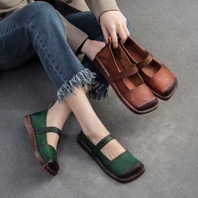 Spring Retro Leather Comfort Soft Flat Casual Shoes