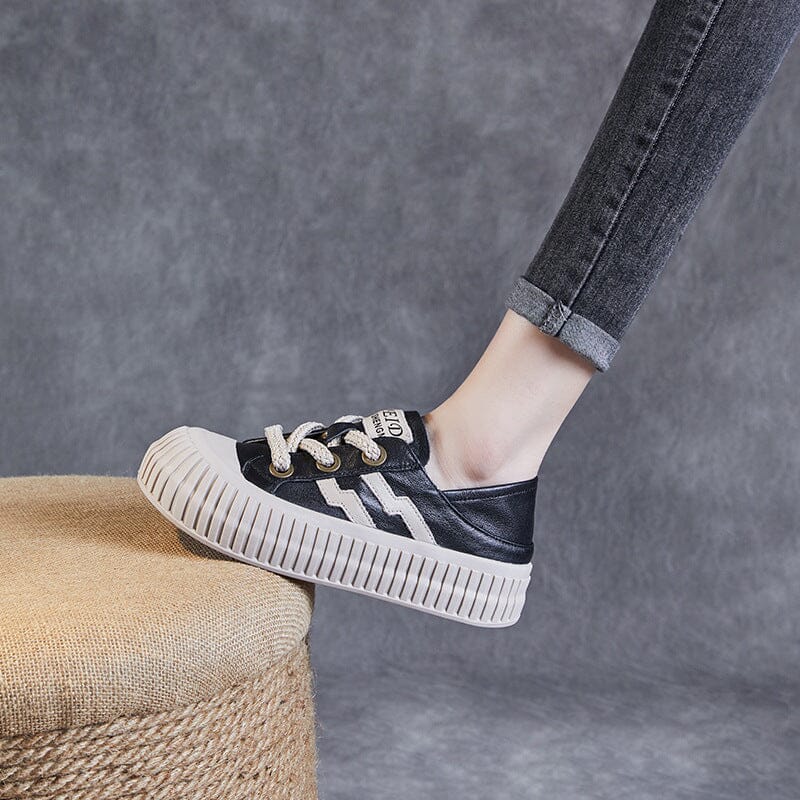 Spring Retro Leather Flat Casual Shoes