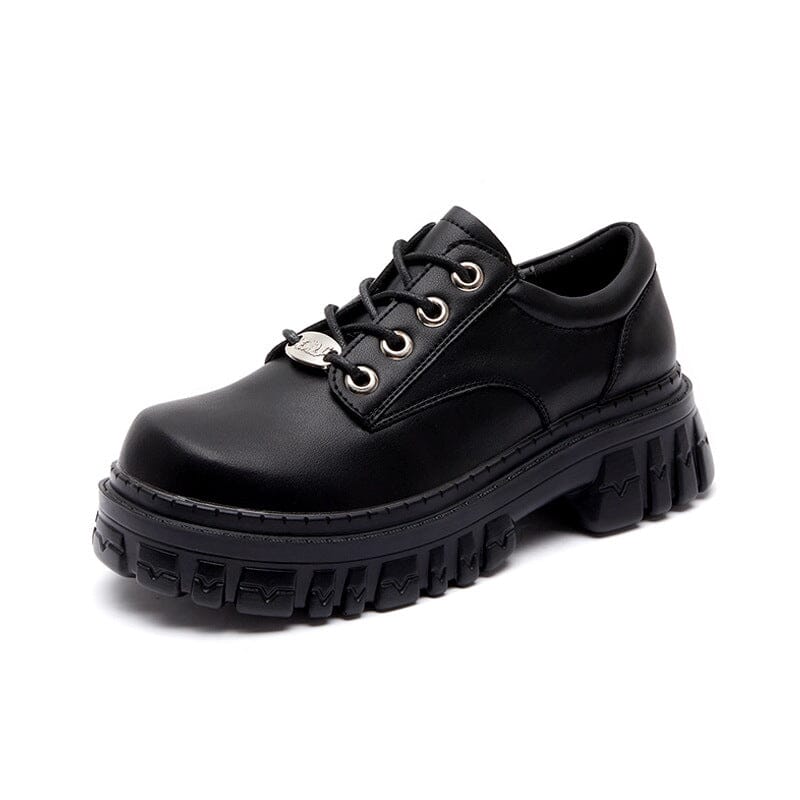 Spring Retro Leather Thick Soled Casual Shoes