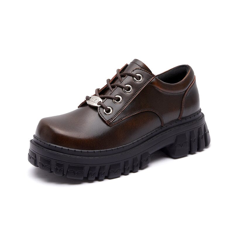 Spring Retro Leather Thick Soled Casual Shoes