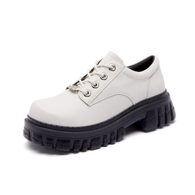 Spring Retro Leather Thick Soled Casual Shoes