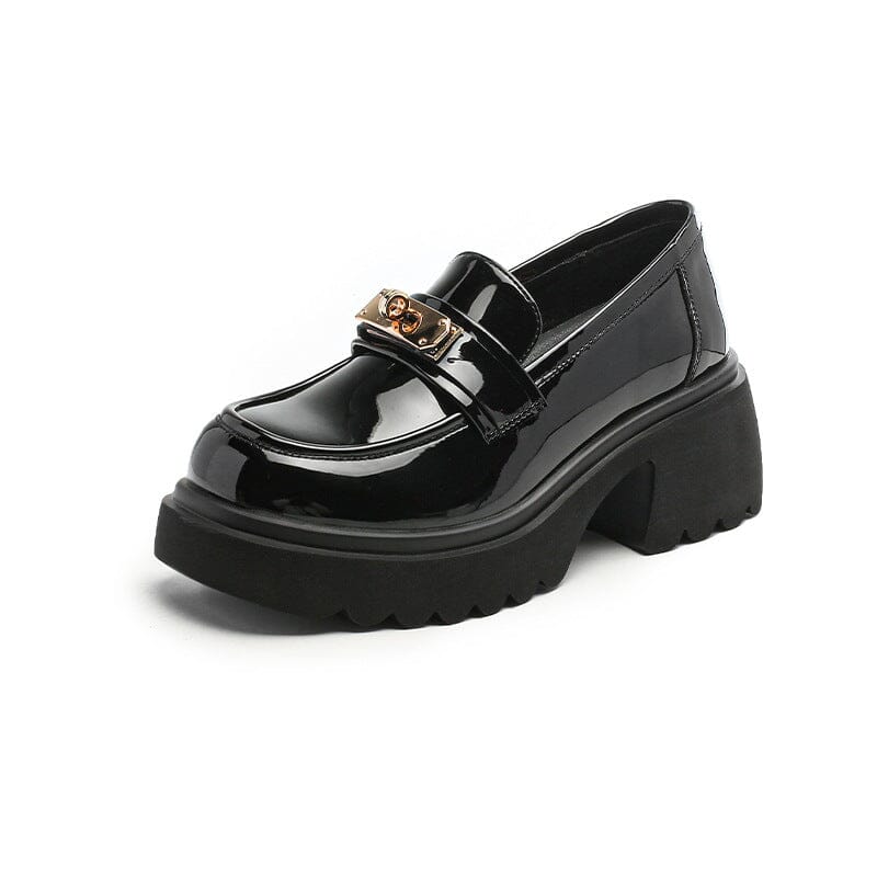 Spring Retro Leather Women Casual Platform Loafers