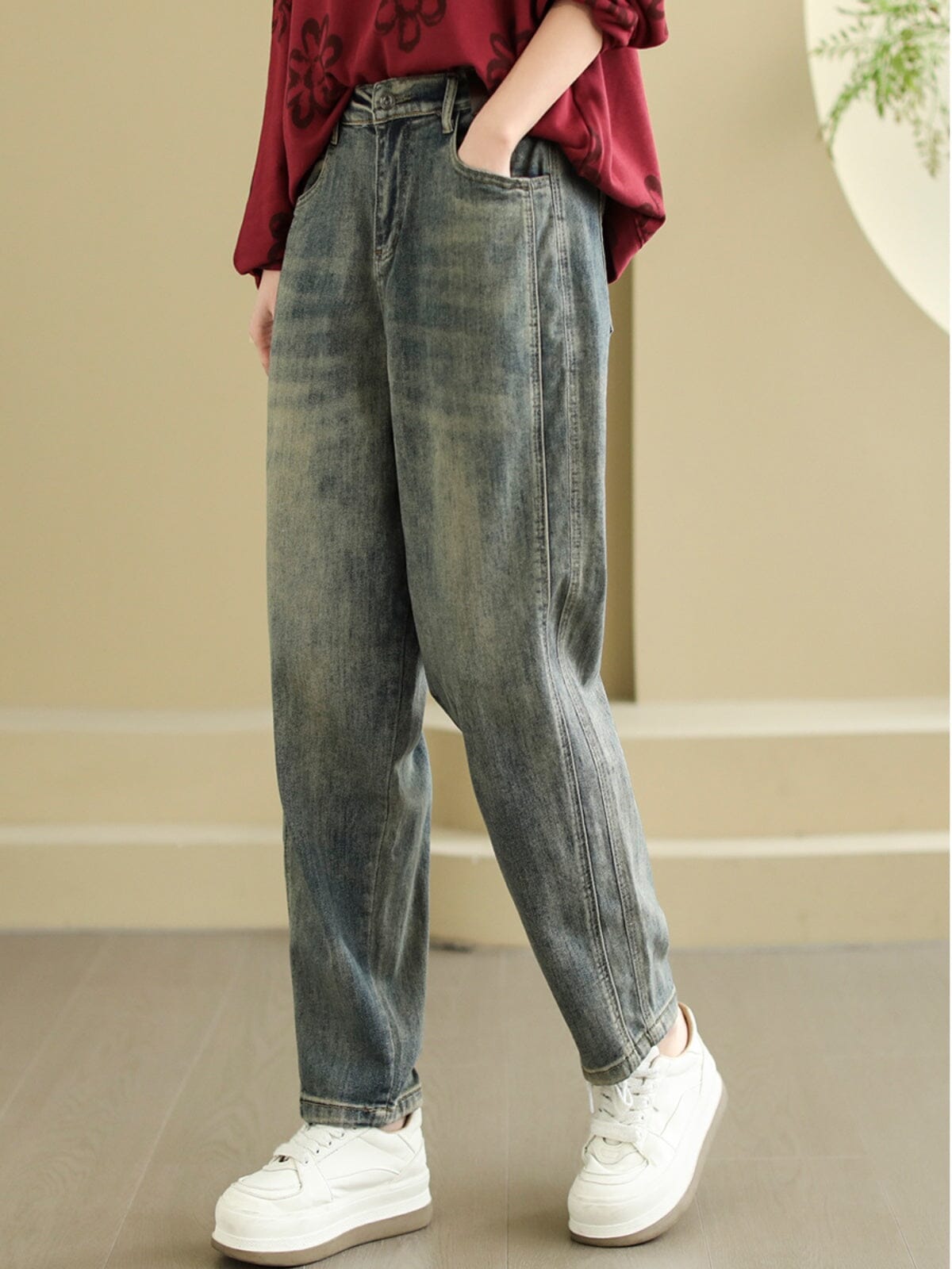 Spring Retro Minimalist Casual Loose Jeans Jan 2024 New Arrival 