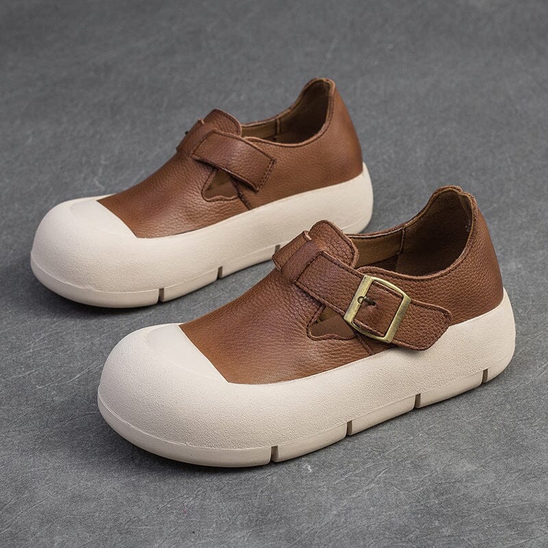 Spring Retro Minimalist Leather Flat Casual Shoes