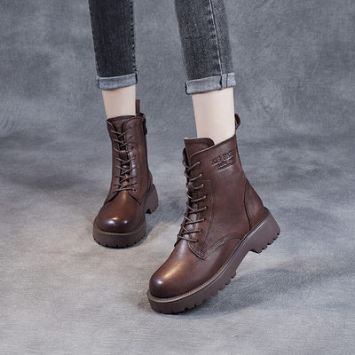 Spring Retro Minimalist Soft Leather Casual Boots