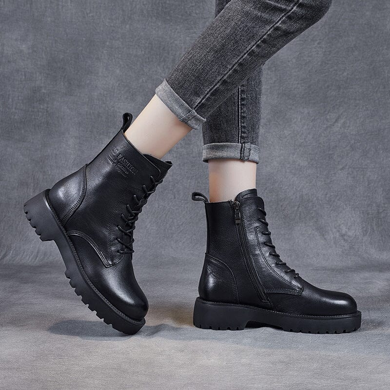 Spring Retro Minimalist Soft Leather Casual Boots Jan 2024 New Arrival 