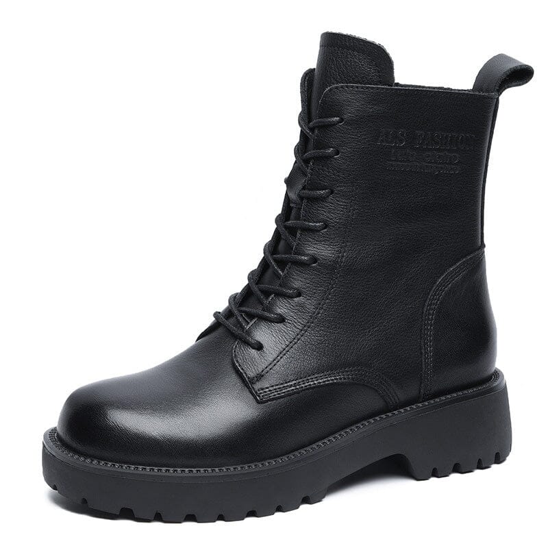Spring Retro Minimalist Soft Leather Casual Boots Jan 2024 New Arrival Black 35 