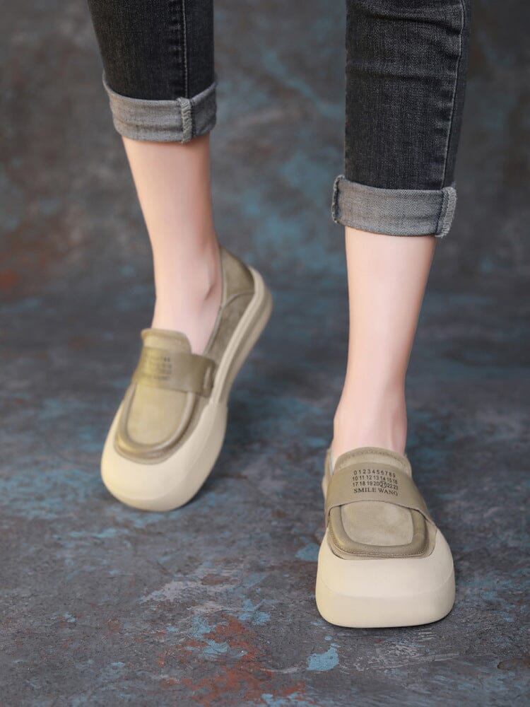 Spring Retro Minimalist Soft Leather Casual Shoes Jan 2024 New Arrival 