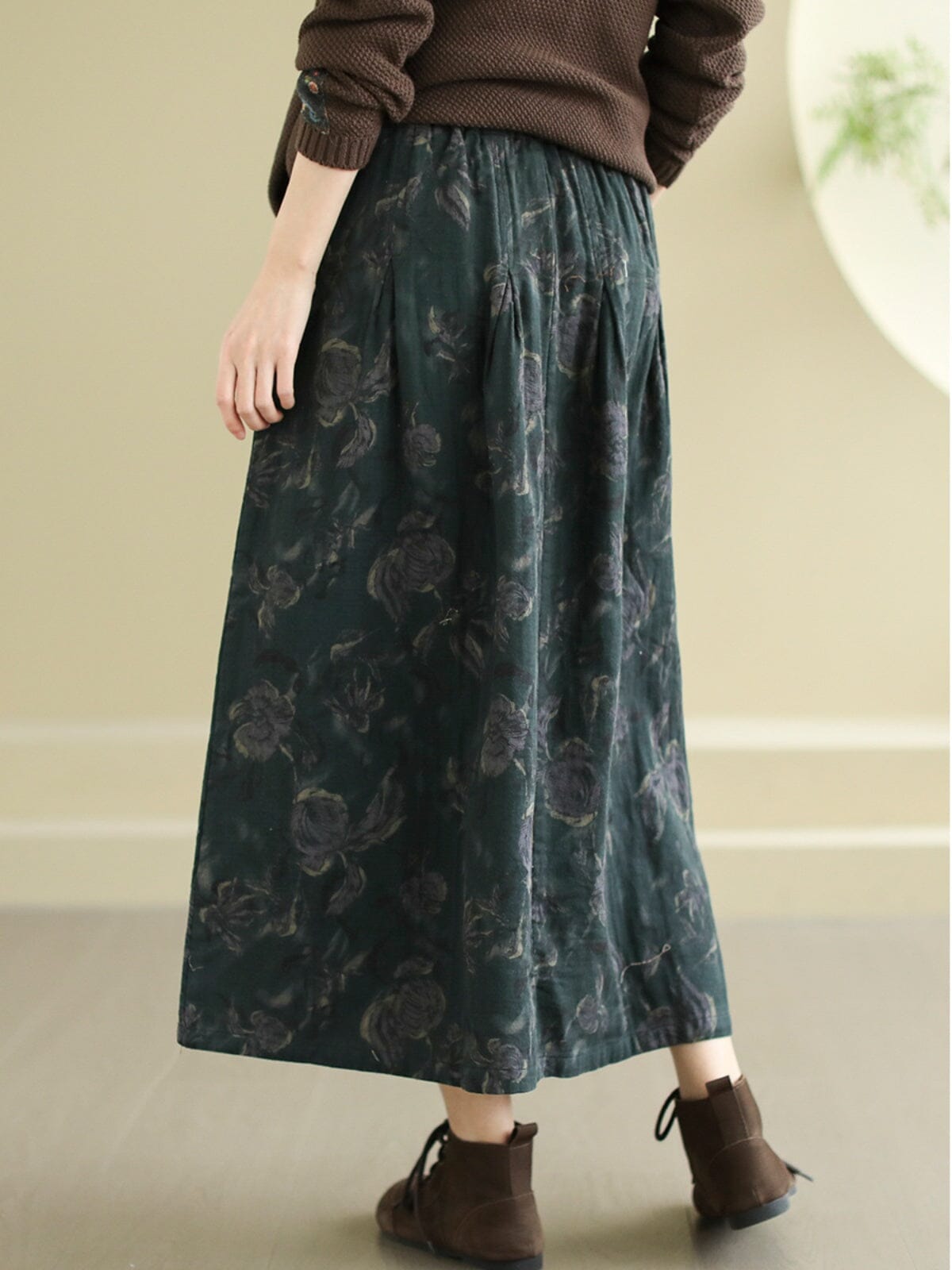 Spring Retro Print Loose Casual A-Line Skirt