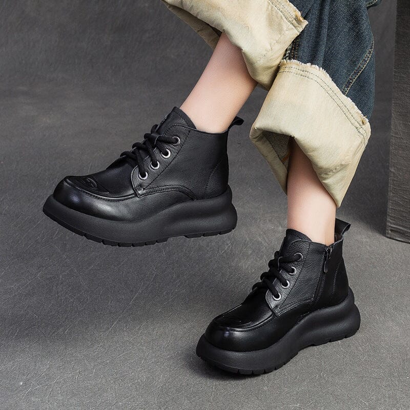 Spring Retro Solid Leather Casual Ankle Boots Jan 2024 New Arrival 