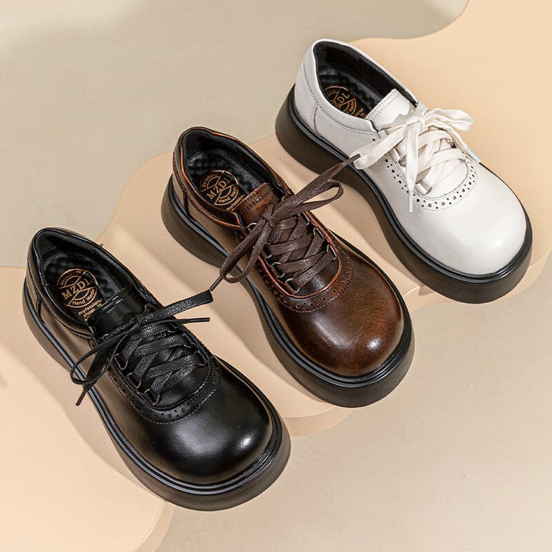 Spring Retro Solid Leather Casual Shoes