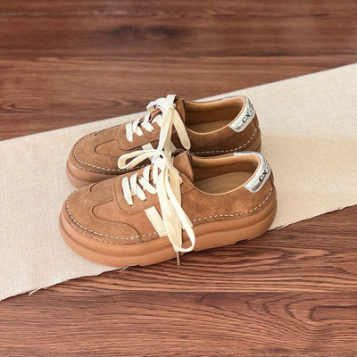 Spring Retro Suede Leather Training Casual Shoes Jan 2024 New Arrival Camel 35 