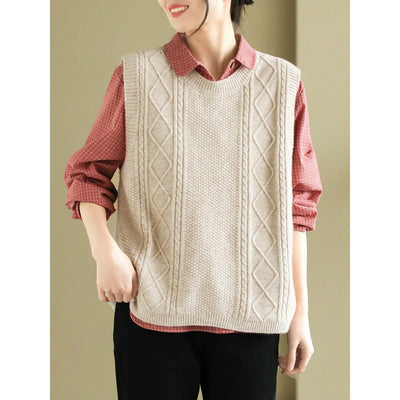 Spring Solid Casual Knitted Vest