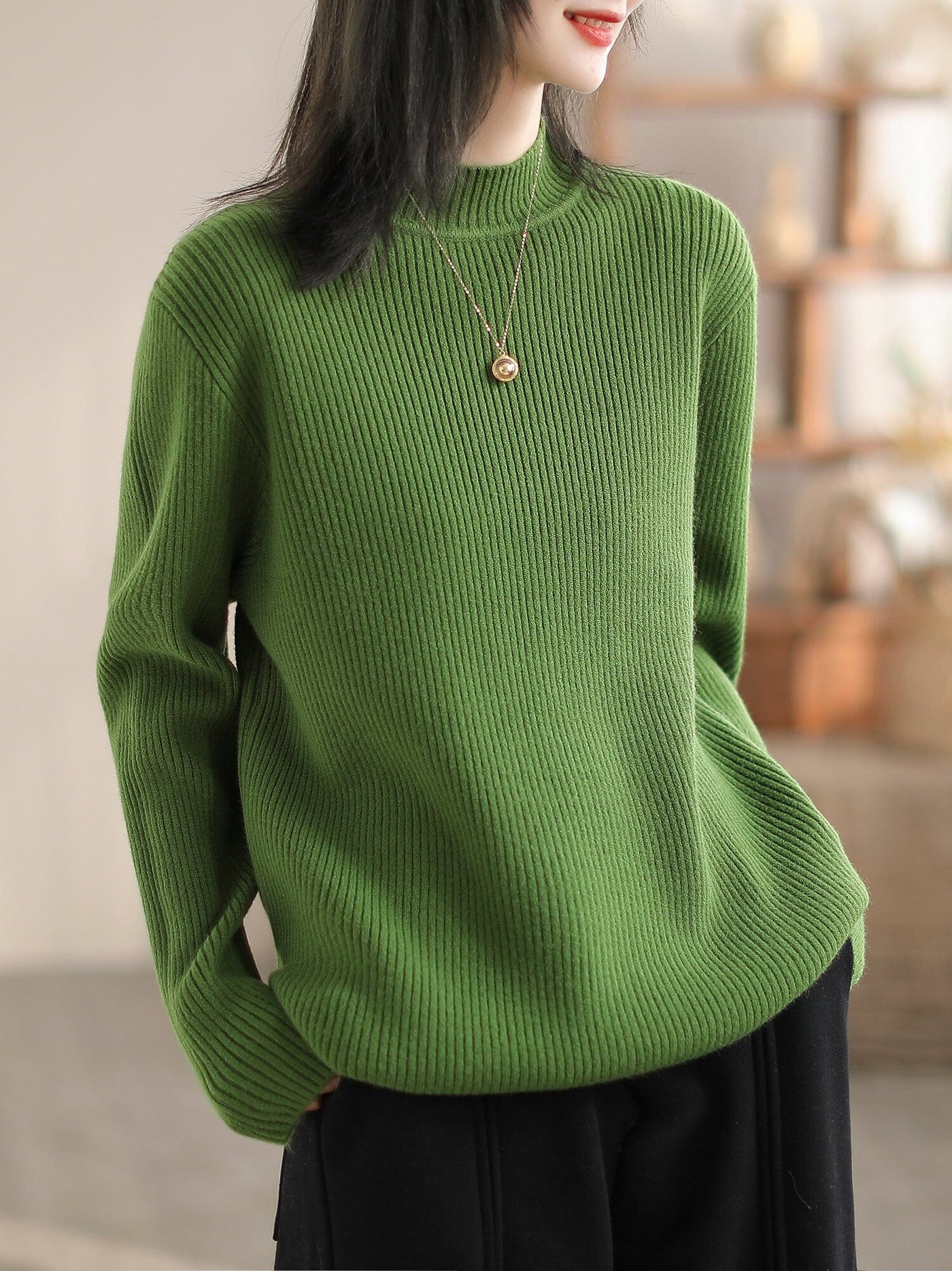 Spring Winter Minimalist Casual Cardigan Jan 2024 New Arrival Green One Size 