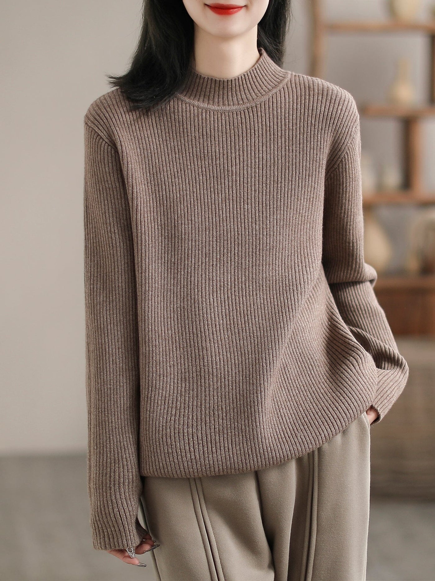 Spring Winter Minimalist Casual Cardigan Jan 2024 New Arrival Light Brown One Size 