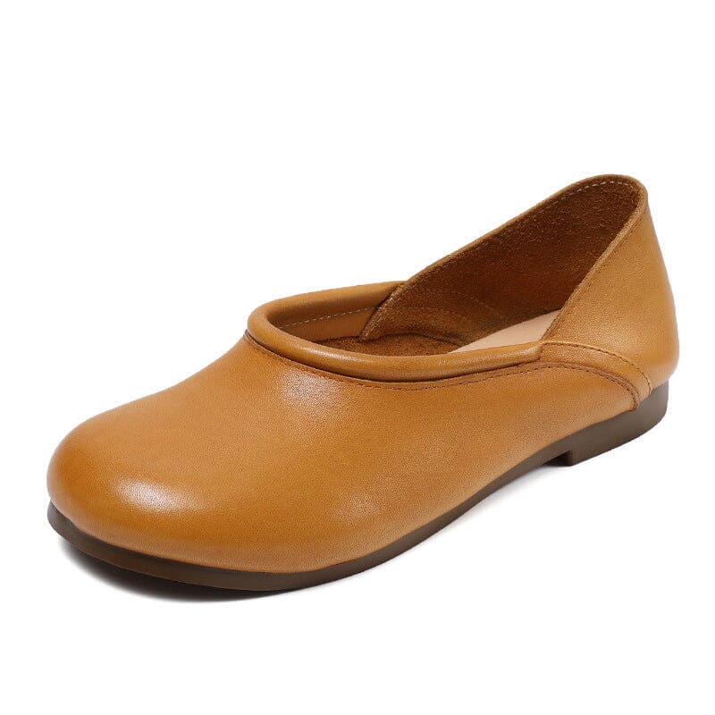 Spring Women Retro Soft Leather Flat Casual Shoes