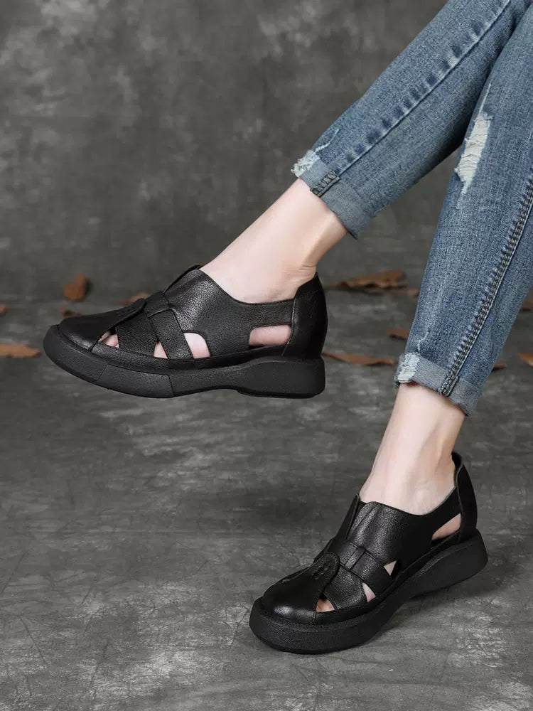 Spring&Summer Casual Leather Flat Sandals