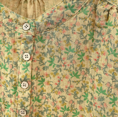 Summer Retro Floral Short Sleeve Loose Cotton Shirts