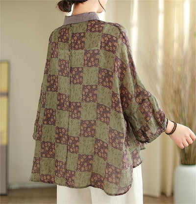Vintage Lapel Embroidered Floral Cotton Linen Shirts