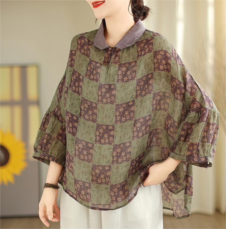 Vintage Lapel Embroidered Floral Cotton Linen Shirts