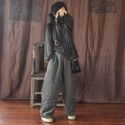 Winter Cotton Quilted Retro Loose Linen Pants Nov 2023 New Arrival 