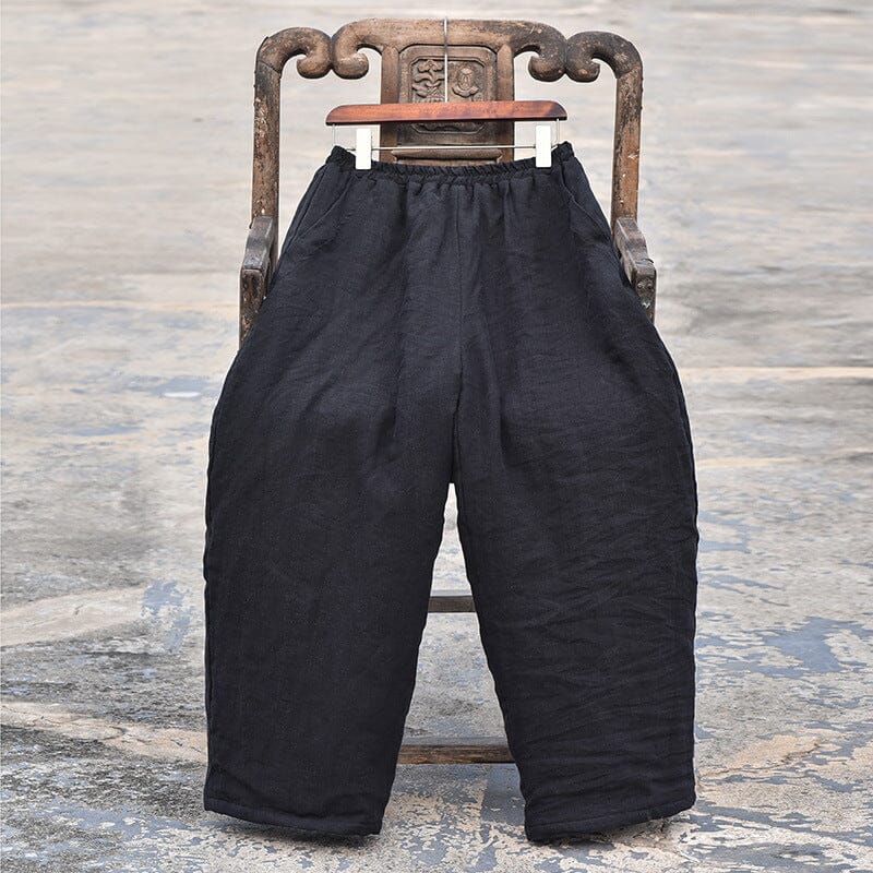 Winter Cotton Quilted Retro Loose Linen Pants