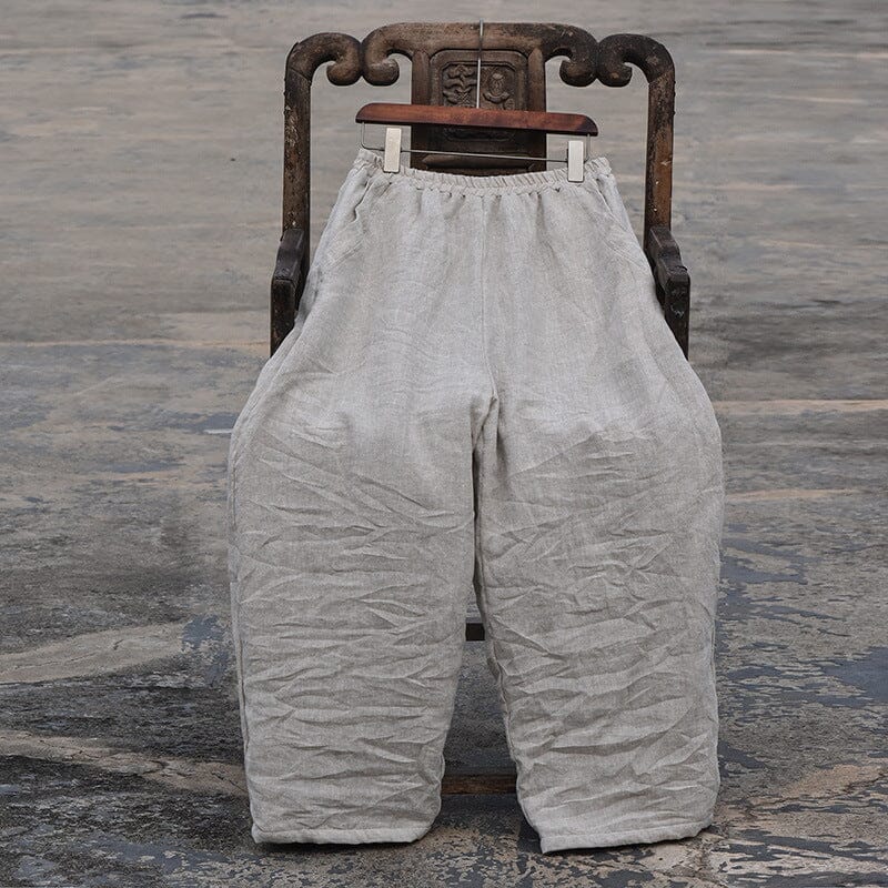 Winter Cotton Quilted Retro Loose Linen Pants Nov 2023 New Arrival Linen One Size 