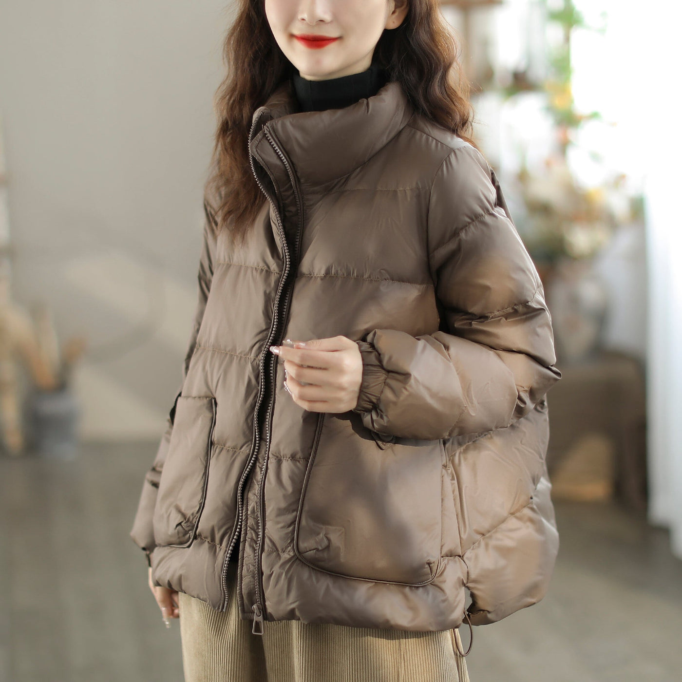 Winter Fashion Casual Minimalist Loose Down Coat Nov 2023 New Arrival M Coffee 