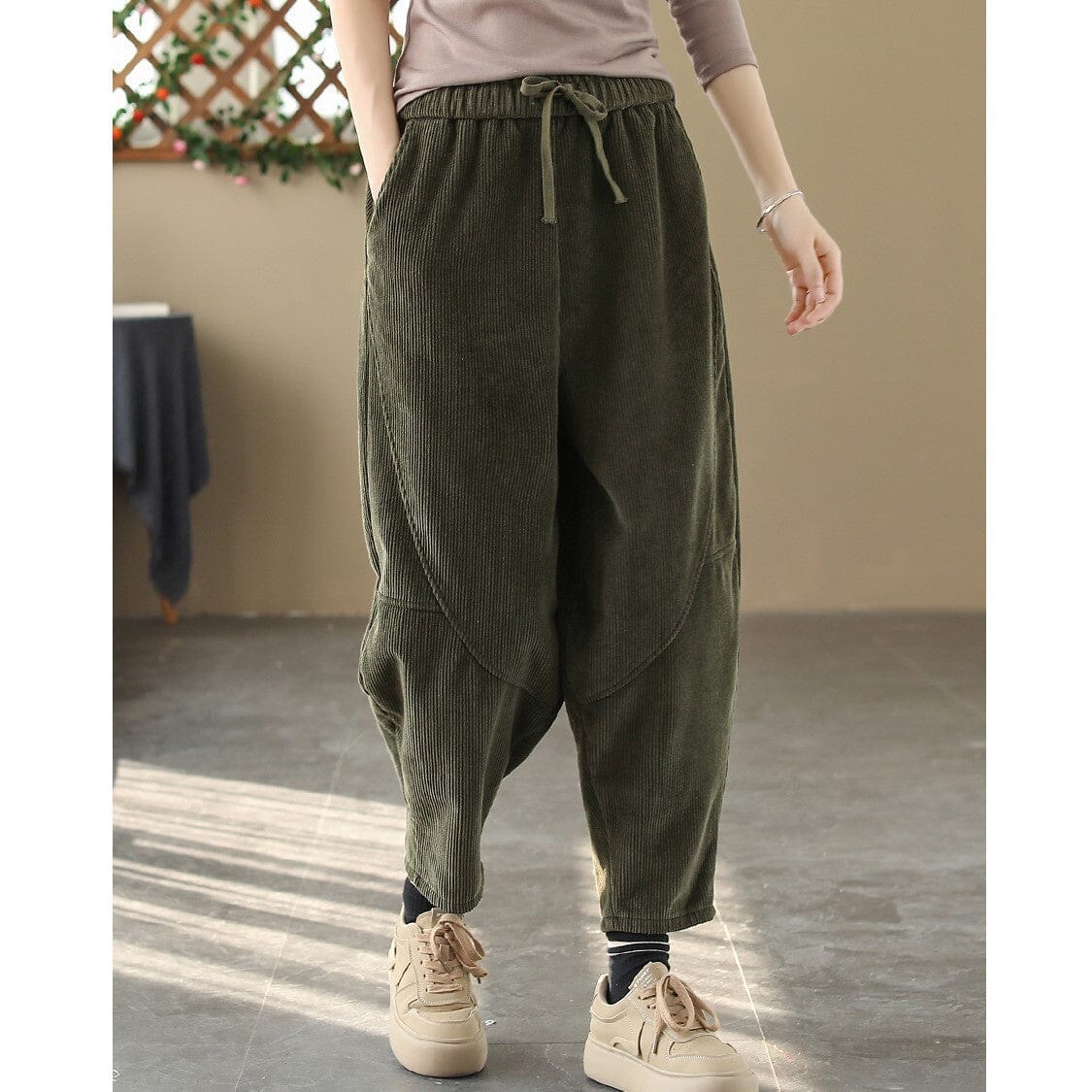 Winter Loose Casual Corduroy Furred Pants Jan 2024 New Arrival 3 One Size 