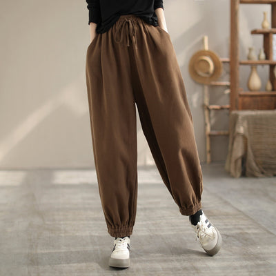 Winter Minimalist Casual Loose Furred Pants Dec 2023 New Arrival One Size Coffee 