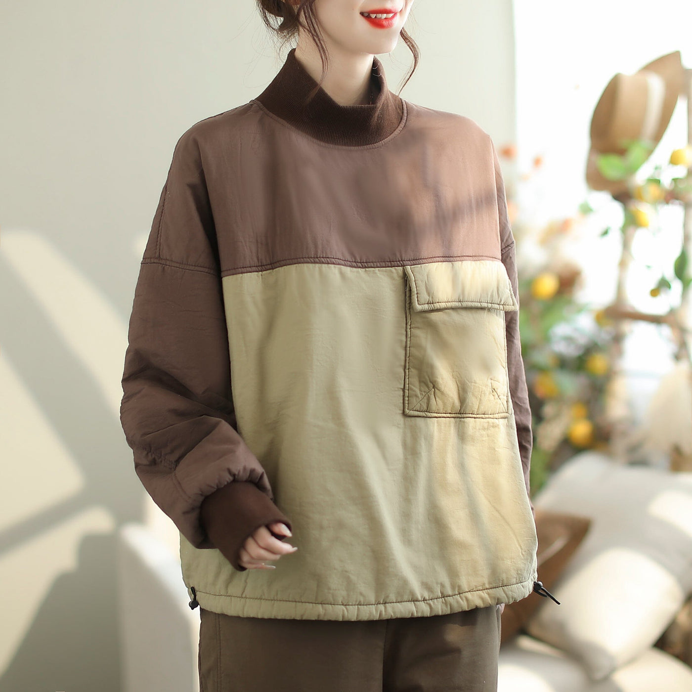 Winter Minimalist Casual Quilted Pull Over Coat