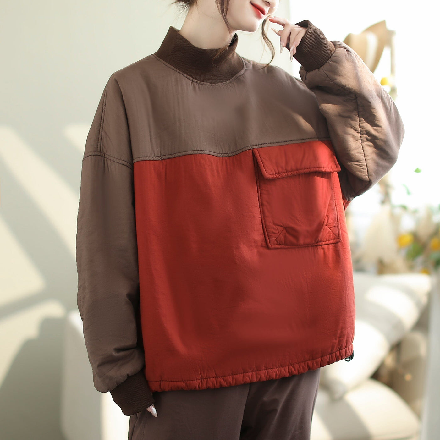 Winter Minimalist Casual Quilted Pull Over Coat