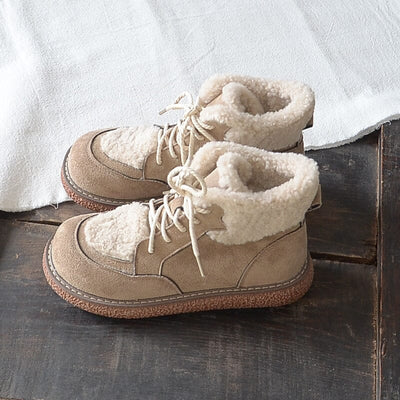 Winter Warm Fleece Lining Lace Up Casual Boots