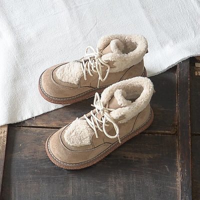 Winter Warm Fleece Lining Lace Up Casual Boots