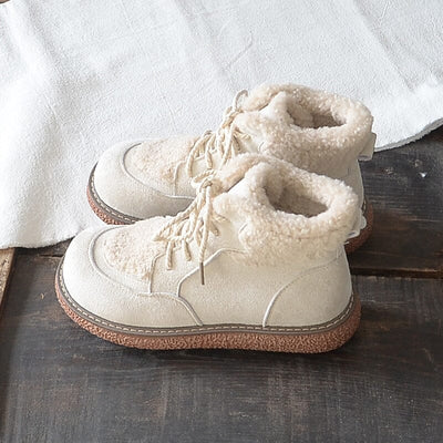 Winter Warm Fleece Lining Lace Up Casual Boots