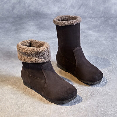 Winter Retro Leather Warm Furred Snow Boots Oct 2023 New Arrival 