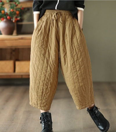 Winter Retro Loose Casual Minimalist Cotton Quilted Pants