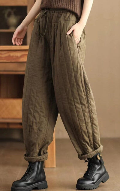 Winter Retro Loose Casual Minimalist Cotton Quilted Pants