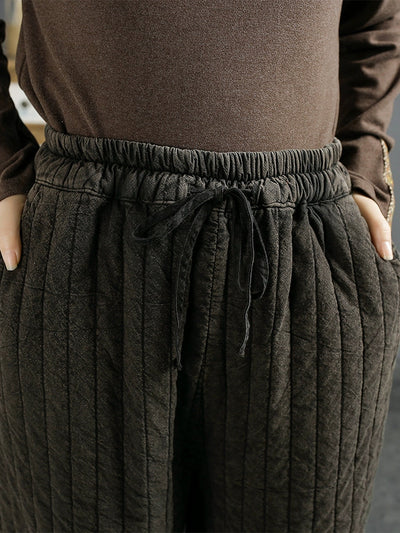 Winter Retro Loose Linen Quilted Pants Dec 2023 New Arrival 