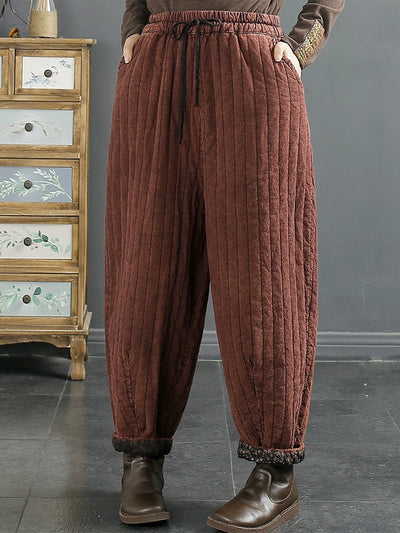 Winter Retro Loose Linen Quilted Pants Dec 2023 New Arrival 