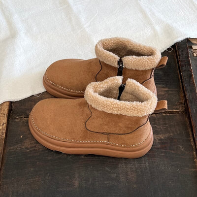 Winter Retro Minimalist Furred Flat Boots