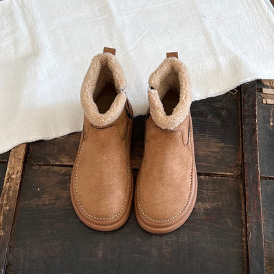 Winter Retro Minimalist Furred Flat Boots