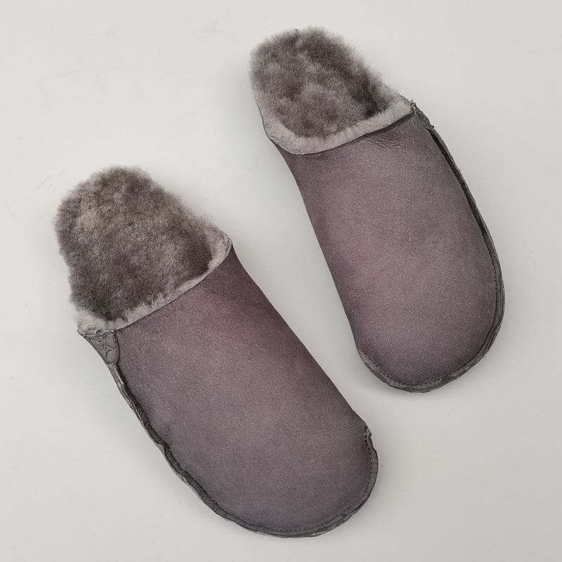 Winter Retro Minimalist Solid Leather Furred Slippers