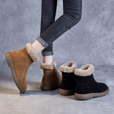 Winter Retro Suede Furred Flat Snow Boots